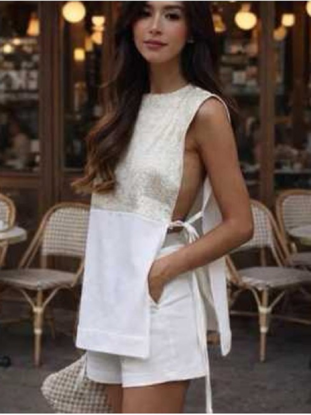NWT Zara Metallic Gold Knit & Cream Sleeveless Top small